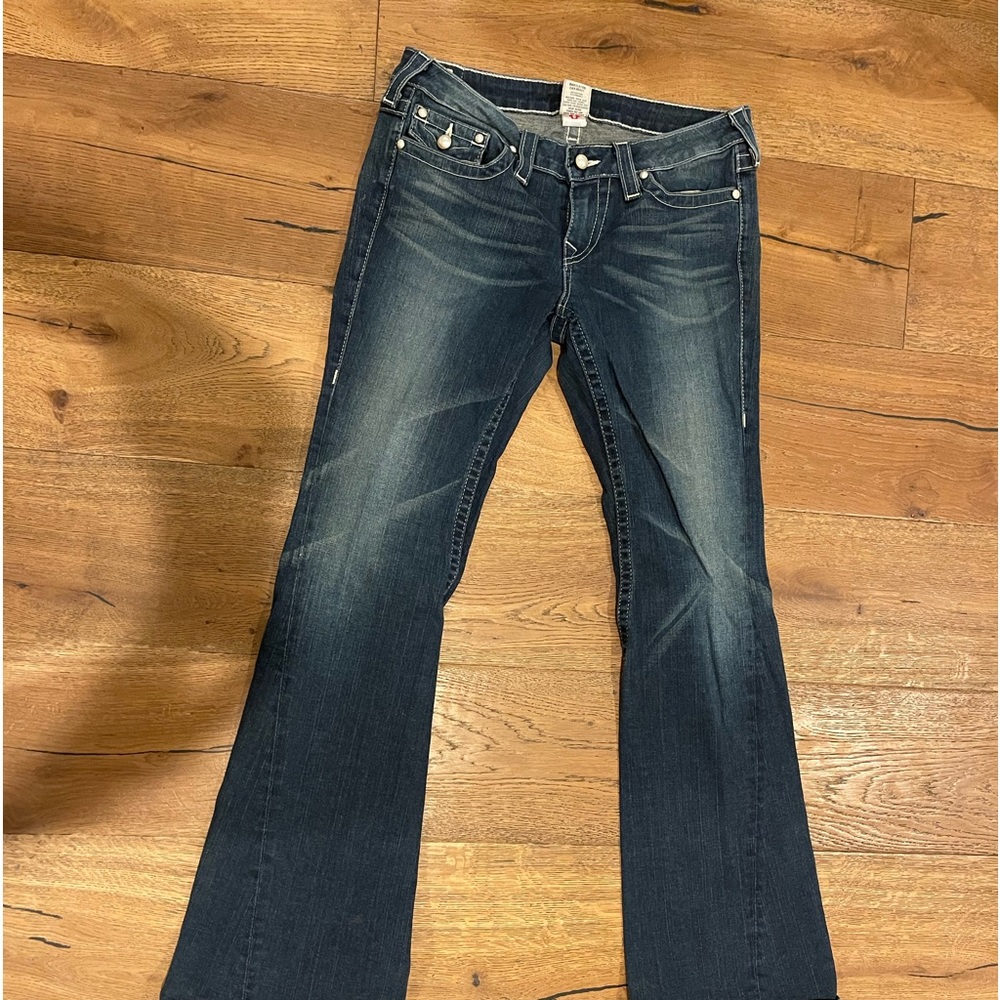 True Religion twisted seam bootcut jeans, size 32.
